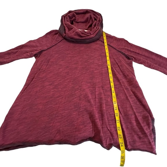 FREE PEOPLE BEACH Cowl Neck Cocoon Pullover Tee Sweater OS Burgundy Red funnel - Picture 7 of 11